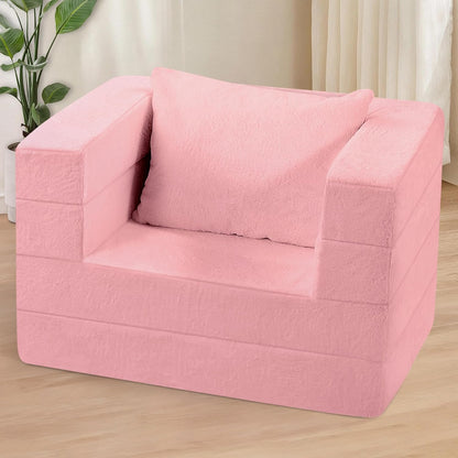 Folding Bean Bag Chair for Adults,3-in-1 Bean Bag Couch Faux Fur Floor Sofa Large Beanbag