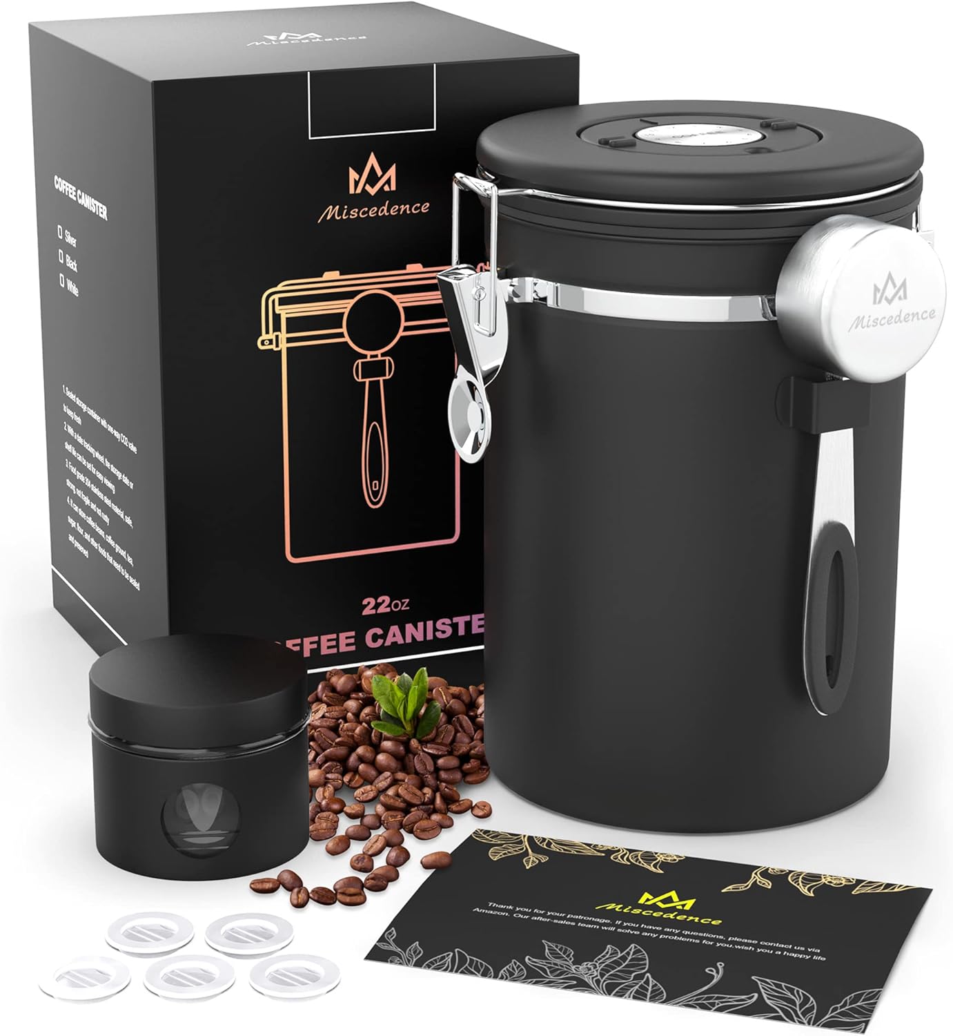 Coffee canister set for ground coffee with Date Tracker Travel Coffee jar,Stainless Steel Kitchen