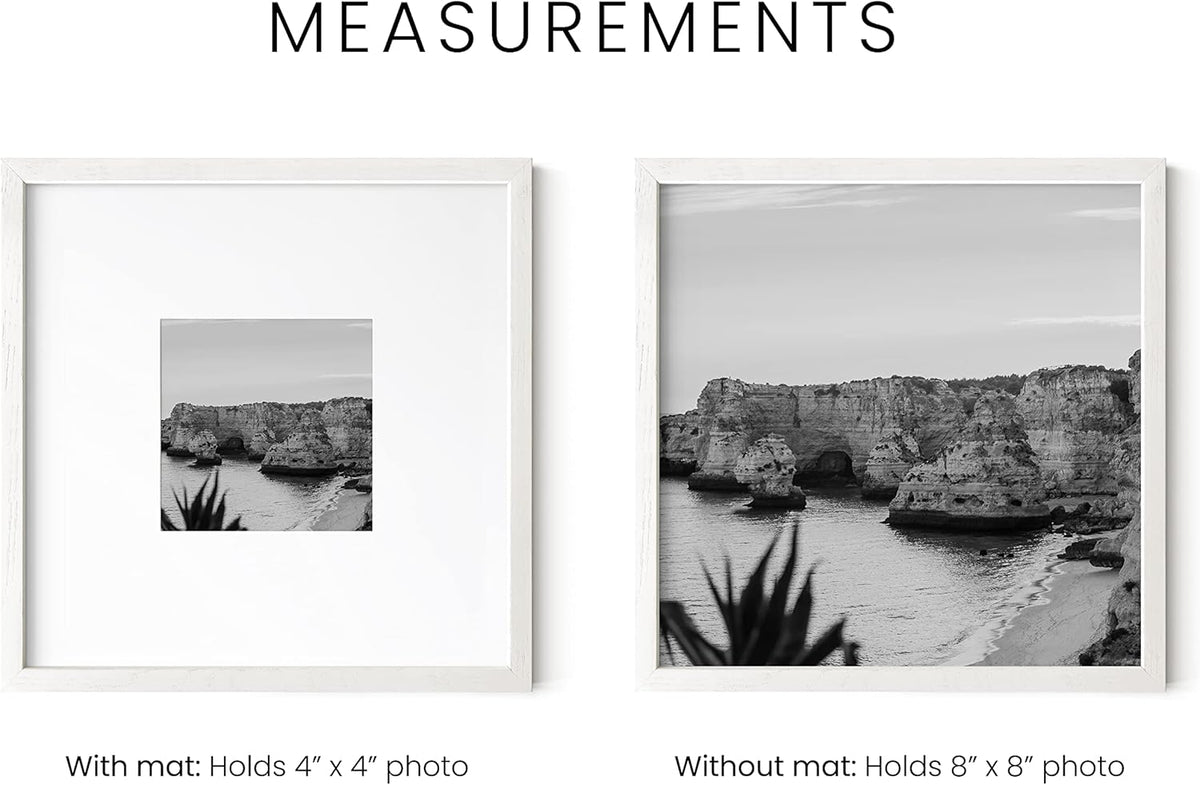 HAUS AND HUES Square Picture Frames - 8x8 Set of 25, Wooden Frames with Mat, White Oak Finish