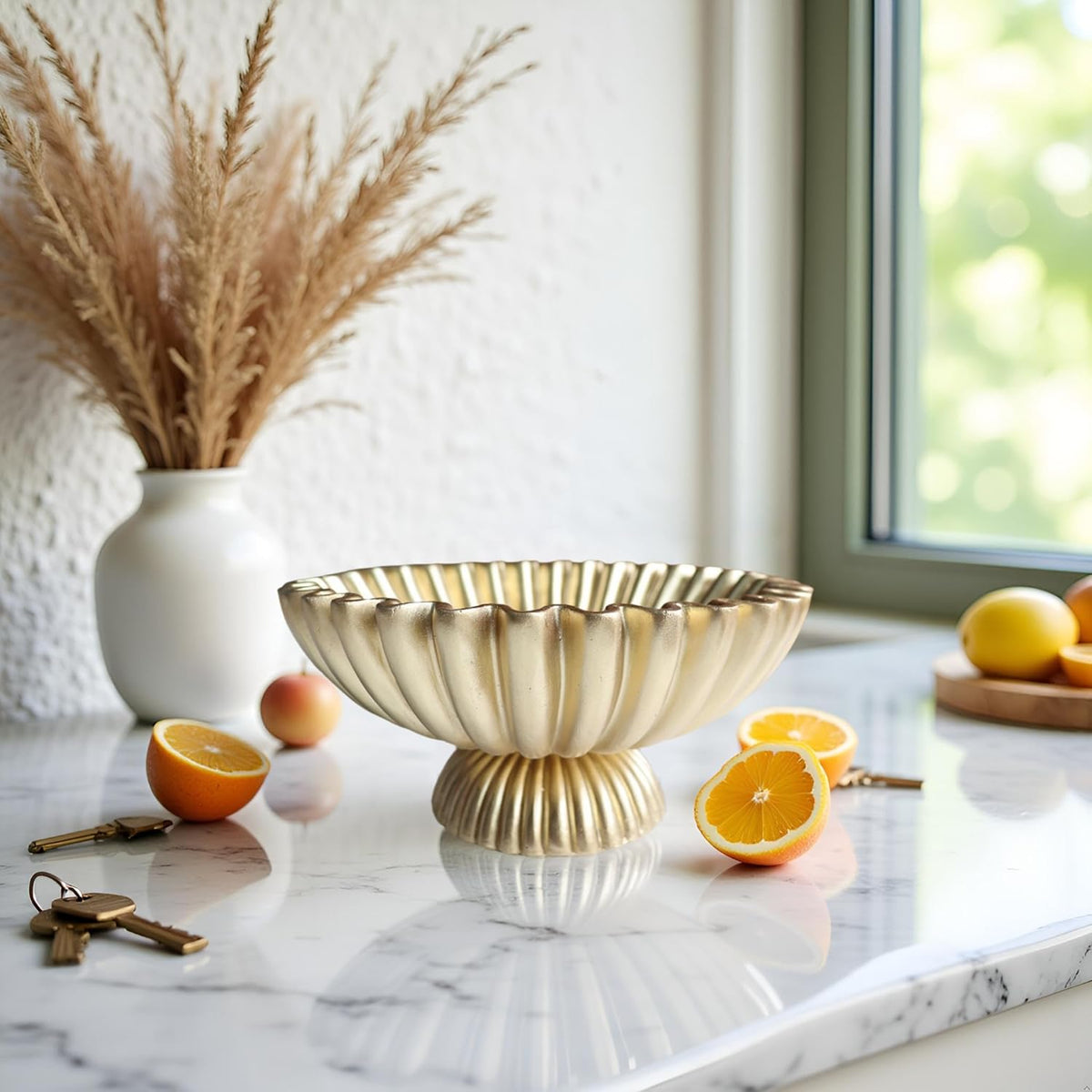10" Large Decorative Bowl decor, Scalloped Bowls for Modern Home Decor,Ruffle Decor,Stylish Key