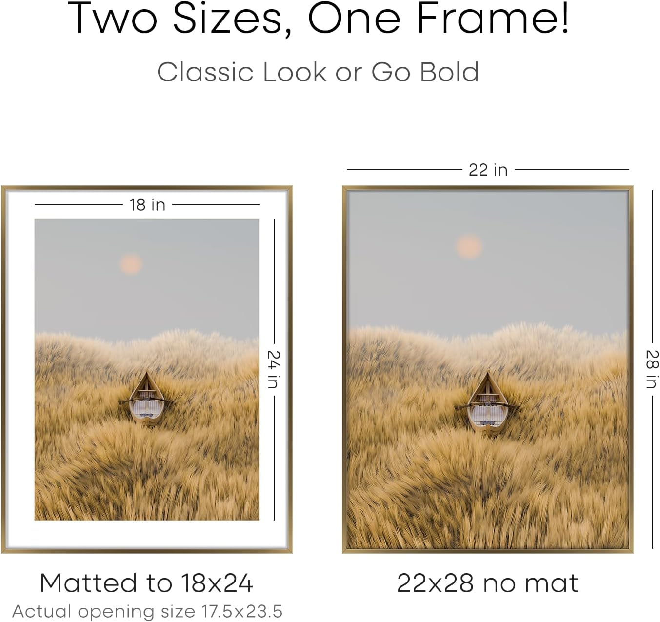 Homeforia 22x28 Picture Frame Bronze, High End Metal 22 x 28 Large Poster Frames with Mat 18 by 24