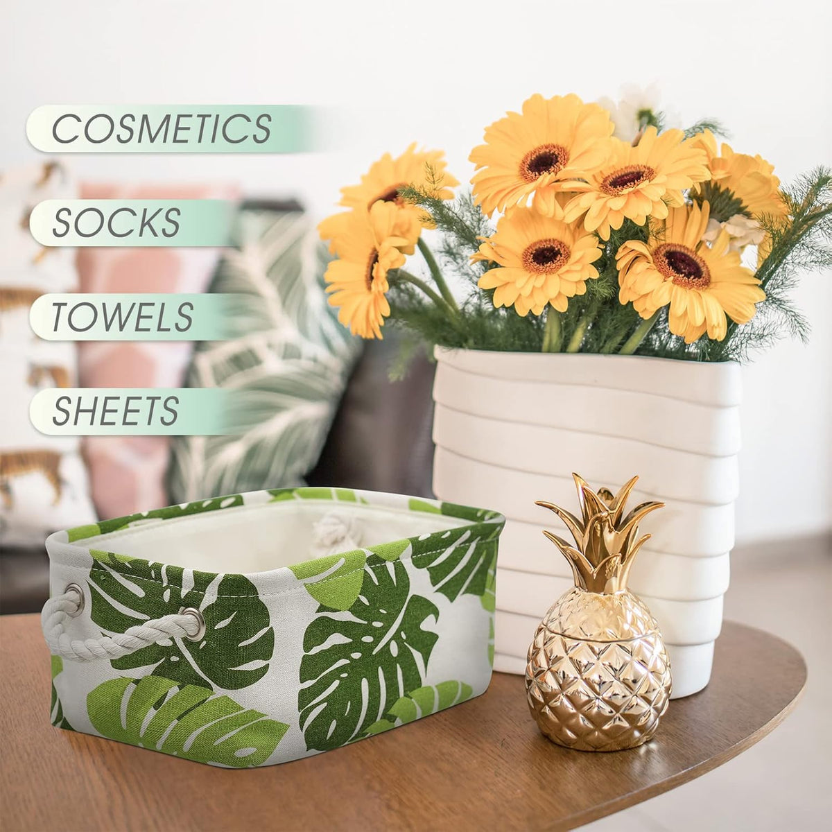 Organization and Storage Basket for Shelves - Small 6 Pack Fabric Storage Bin Collapsible Baskets