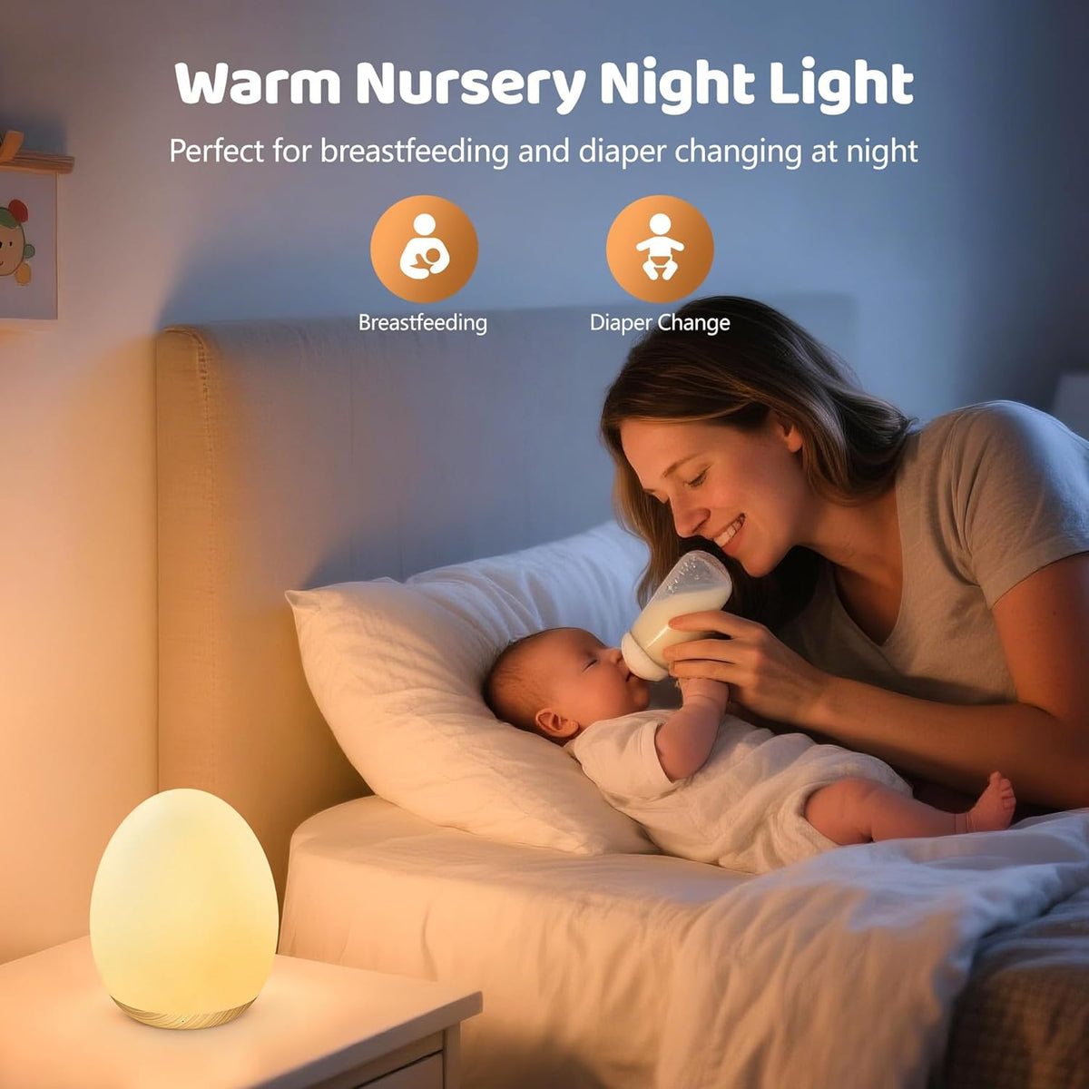 MediAcous Night Lights for Kids Room, Baby Night Light with 7 Colors Changing & Dimming Function