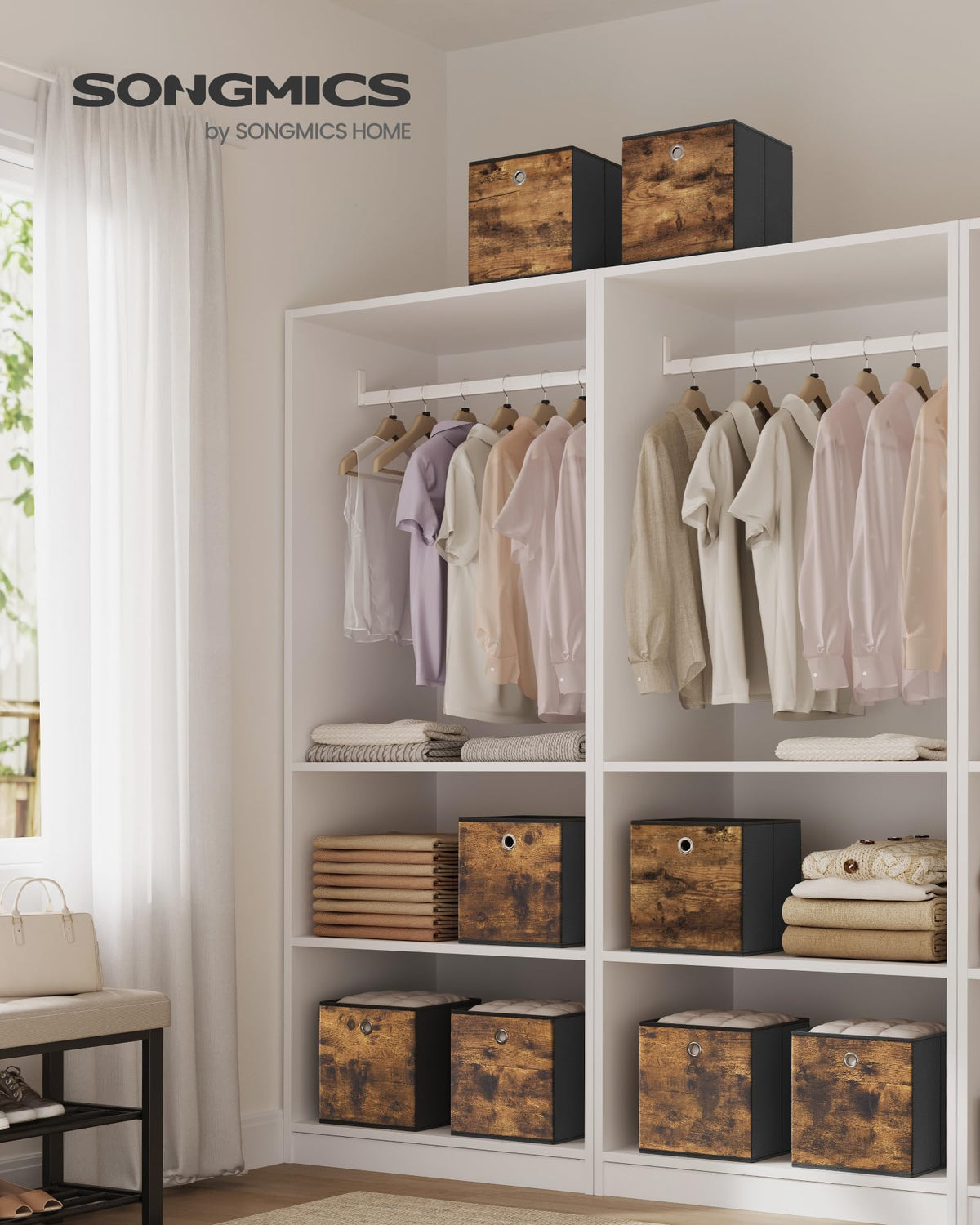 SONGMICS Storage Cubes, Set of 8, 11-Inch Foldable Closet Organizers
