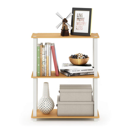 Furinno TURN-S-TUBE Storage Shelves, 3-Tier Book Shelf, Corner Shelf, Toolless Open Shelves, for
