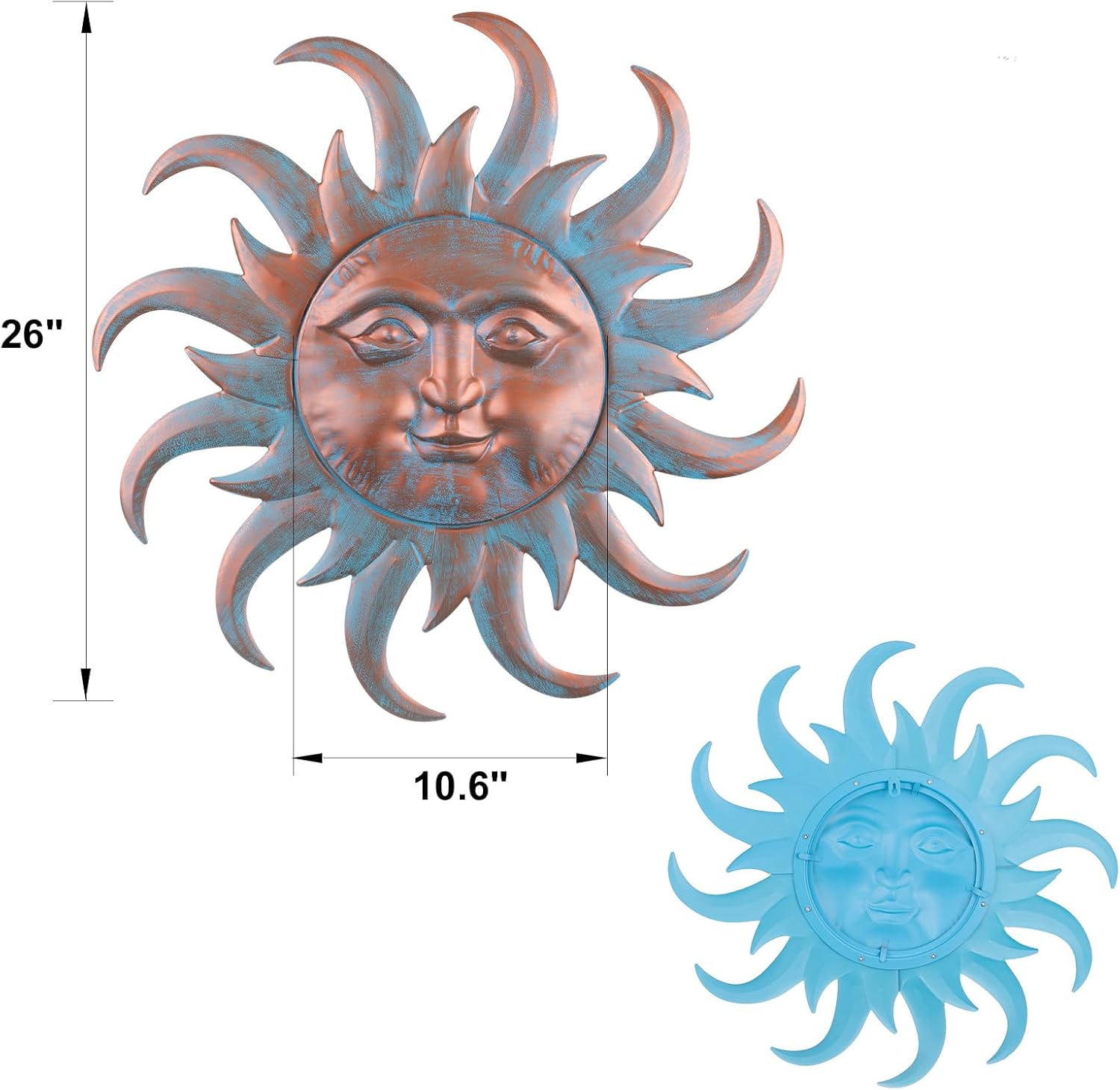 VZVXCC Sun Metal Wall Art Outdoor Decor - Cute Sun Face Metal Wall Sculpture Statues Wall Art