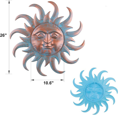 VZVXCC Sun Metal Wall Art Outdoor Decor - Cute Sun Face Metal Wall Sculpture Statues Wall Art