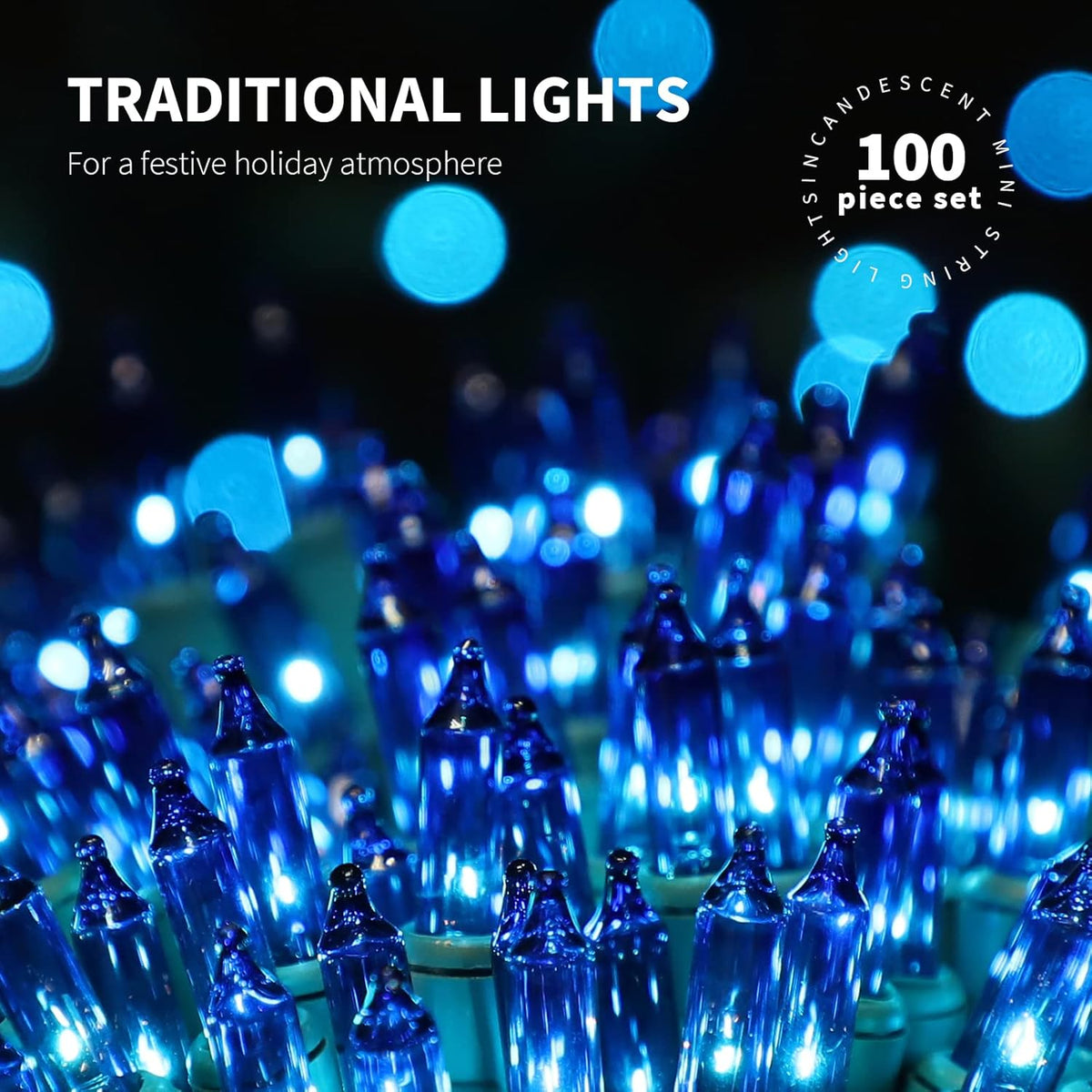 100LIGHTS BLUE Extra-Bright With End Connectors Christmas Decorative Lights 5.98m UL Certified Mini