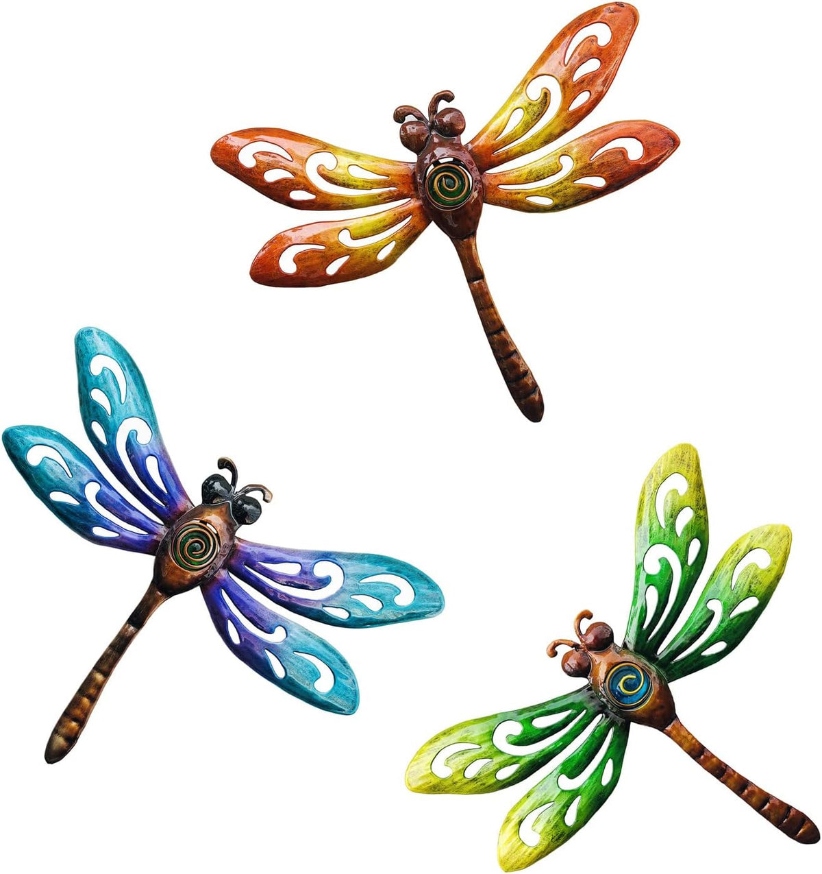 wotieuns Metal Dragonfly Wall Decoration, Garden Fence Outdoor Wall Art, Outdoor Wall Decoration