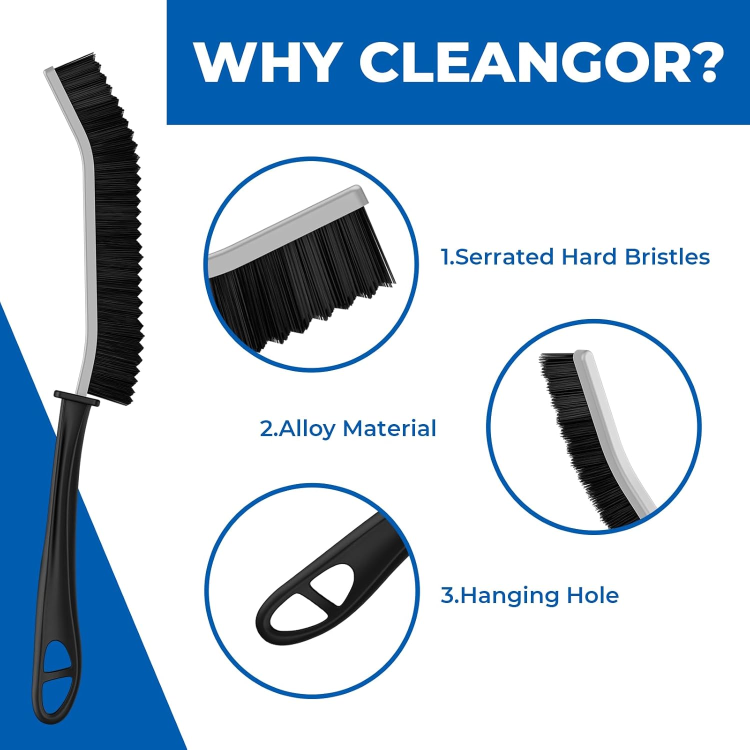 Crevice Cleaning Brushes, Serrated Cleaner Scrub Brush Tool for Hard to Reach Tight Space, Home