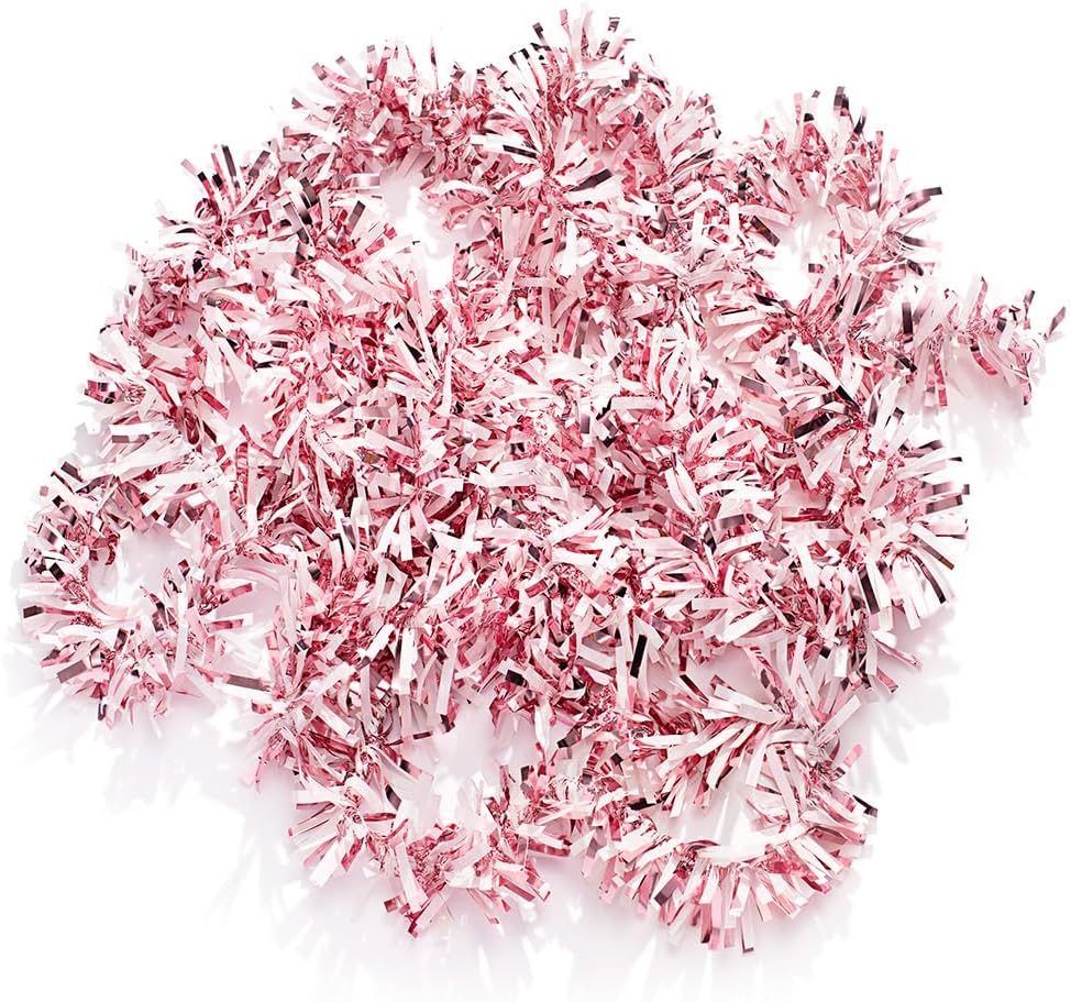 Anderson's Light Pink & White Sparkle Glitter Metallic Tinsel Twist for Trailer Or Golf Cart, 4