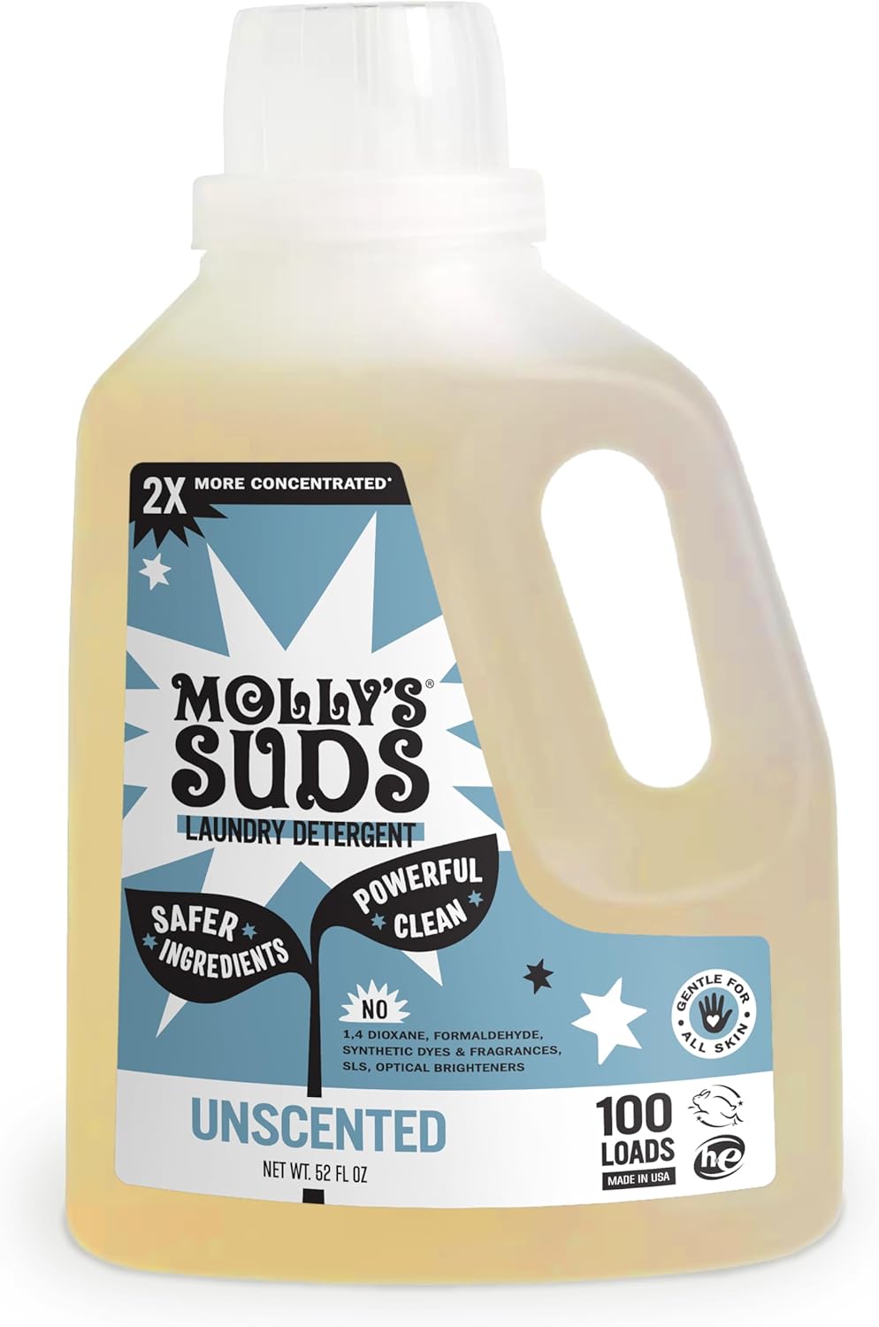 Molly's Suds Liquid Laundry Detergent | Clean Laundry Detergent Soap for Sensitive Skin | 2x