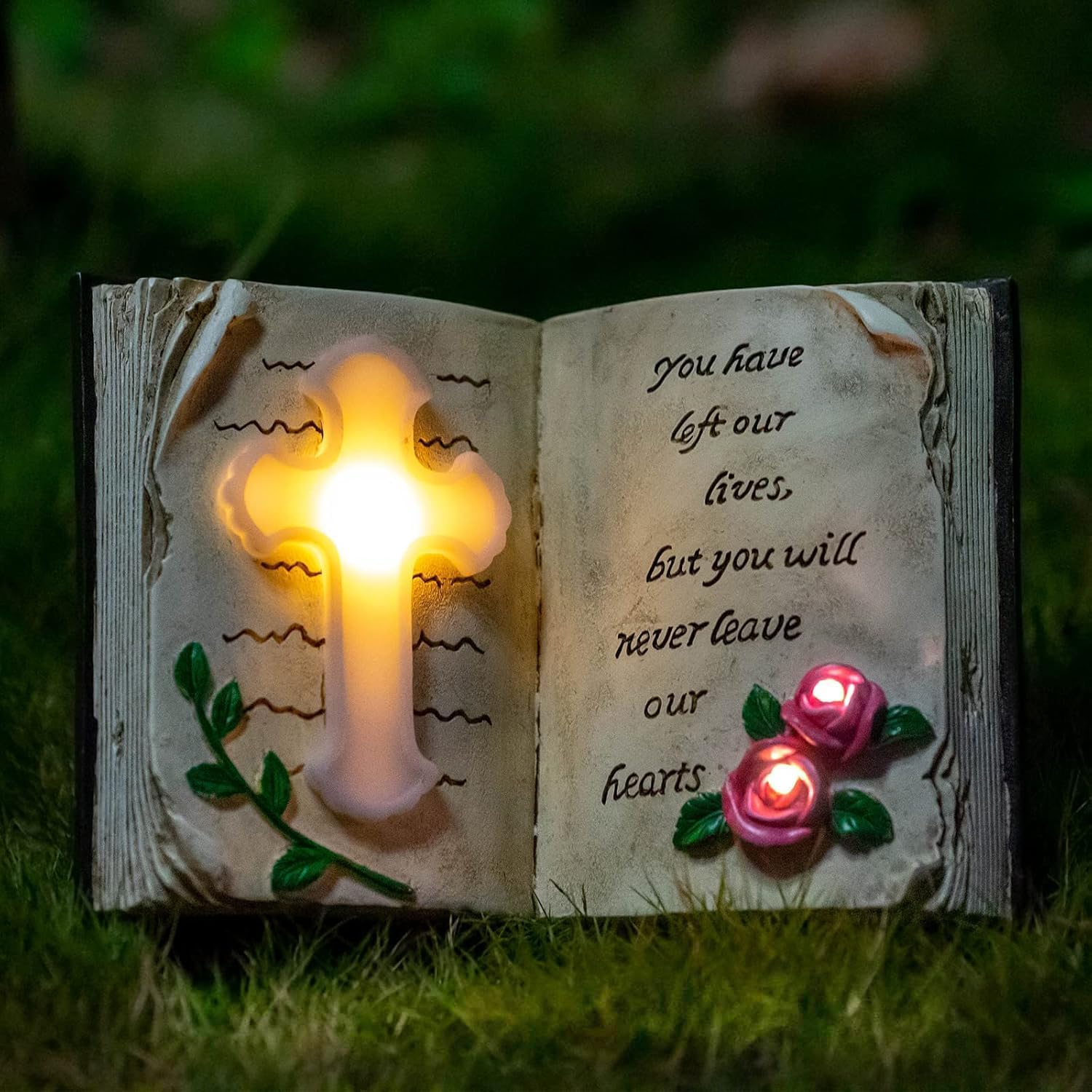 Outdoor Solar Bible Cross Garden Stakes Lights, Waterproof Memorial Grave Decorations Gifts for