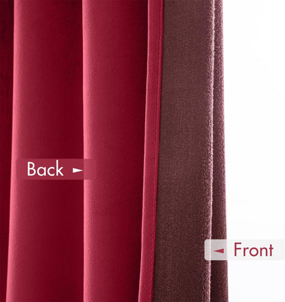 MIULEE Berry Velvet Curtains Thermal Insulated Blackout Curtain Drapes for Bedroom Living Room