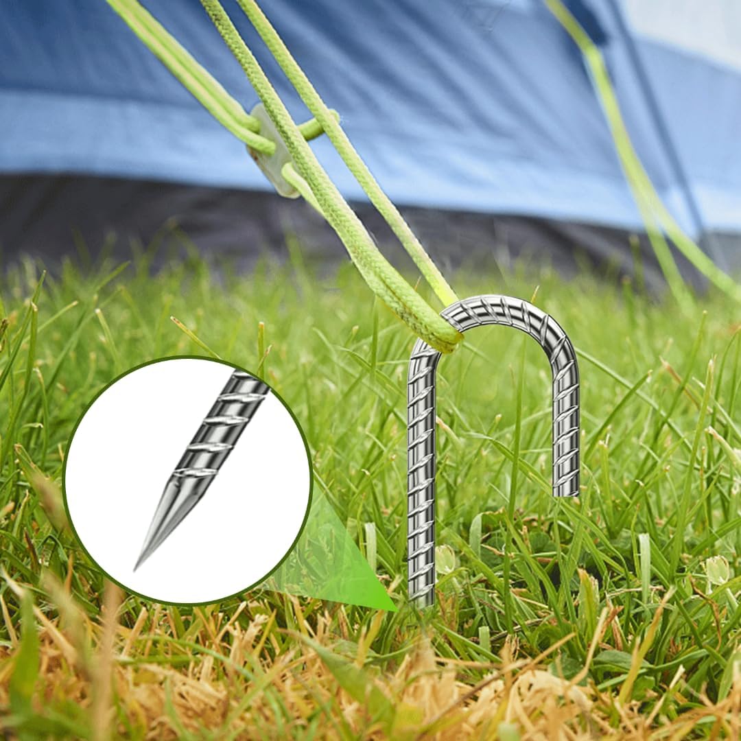 J-Hook-Rebar-Stakes-12 Inch, Ground Stakes Heavy Duty Rebar Stakes for Camping 8pcs Rebar Stakes