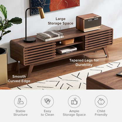 mopio Ensley TV Stand, Mid Century Modern for 55/60/65 inch TV, Farmhouse TV Stand, Entertainment