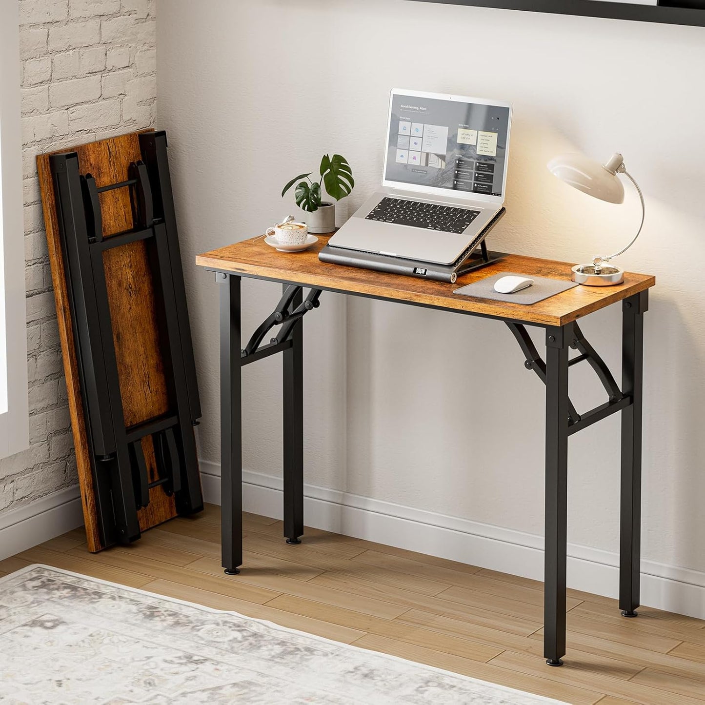Frylr Small Folding Computer Desk – Portable 35.8 Inch Foldable Laptop Table, Collapsible and