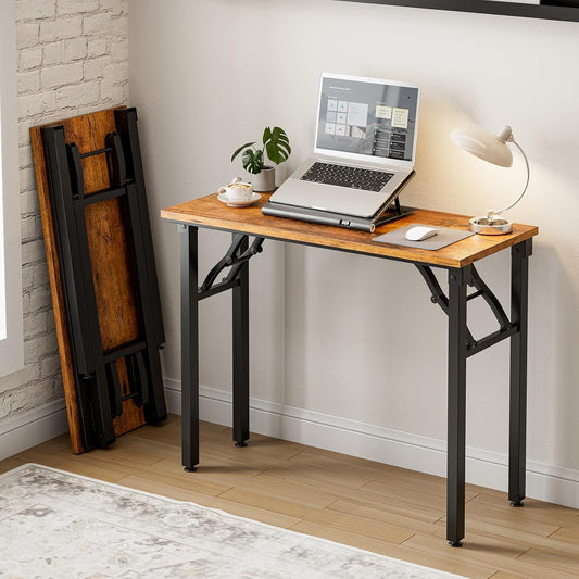 Frylr Small Folding Computer Desk – Portable 35.8 Inch Foldable Laptop Table, Collapsible and