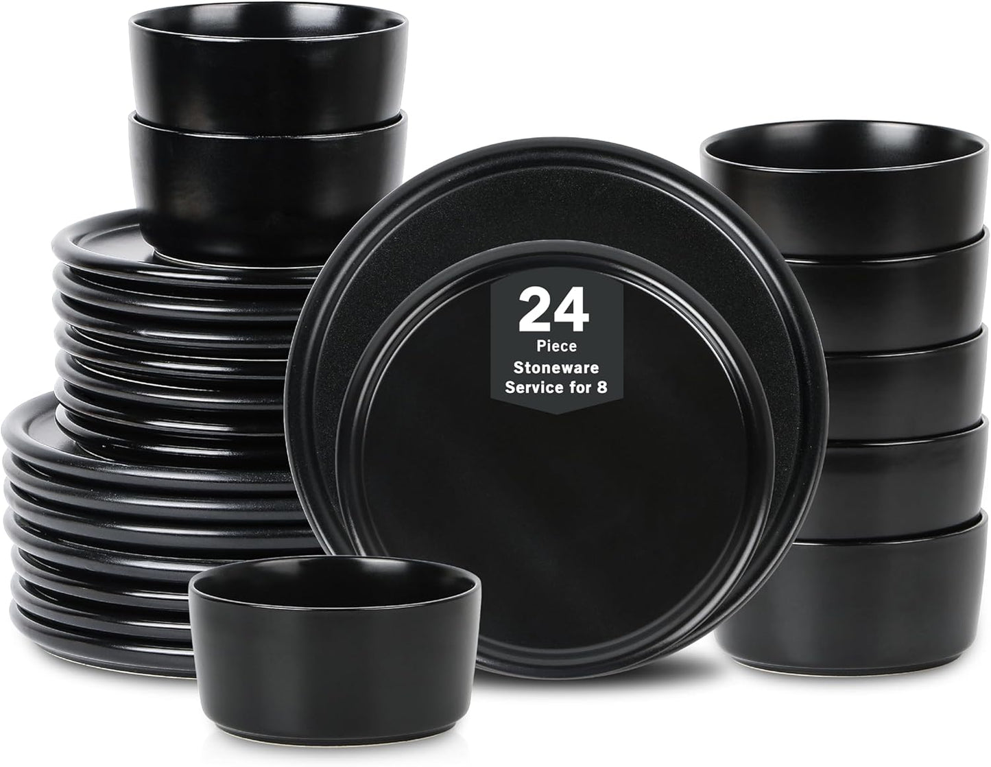 Stone Lain Eden 24-Piece Dinnerware Set Stoneware, Plates and Bowls Set, Dishwasher and Microwave