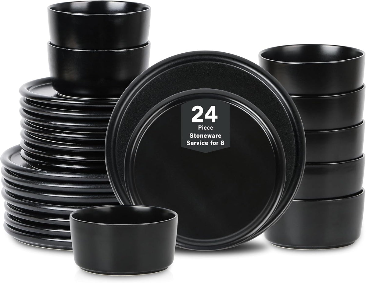 Stone Lain Eden 24-Piece Dinnerware Set Stoneware, Plates and Bowls Set, Dishwasher and Microwave