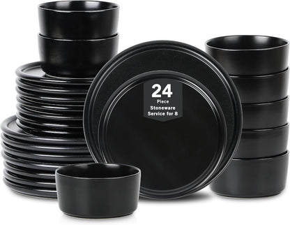Stone Lain Eden 24-Piece Dinnerware Set Stoneware, Plates and Bowls Set, Dishwasher and Microwave