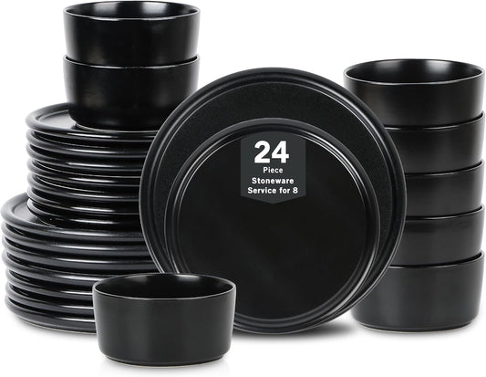 Stone Lain Eden 24-Piece Dinnerware Set Stoneware, Plates and Bowls Set, Dishwasher and Microwave