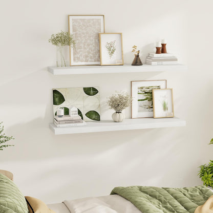 White Floating Shelves Wall Shelf 48 Inch, 8 Inch Deep Floating Shelf for Wall, Farmhouse Black