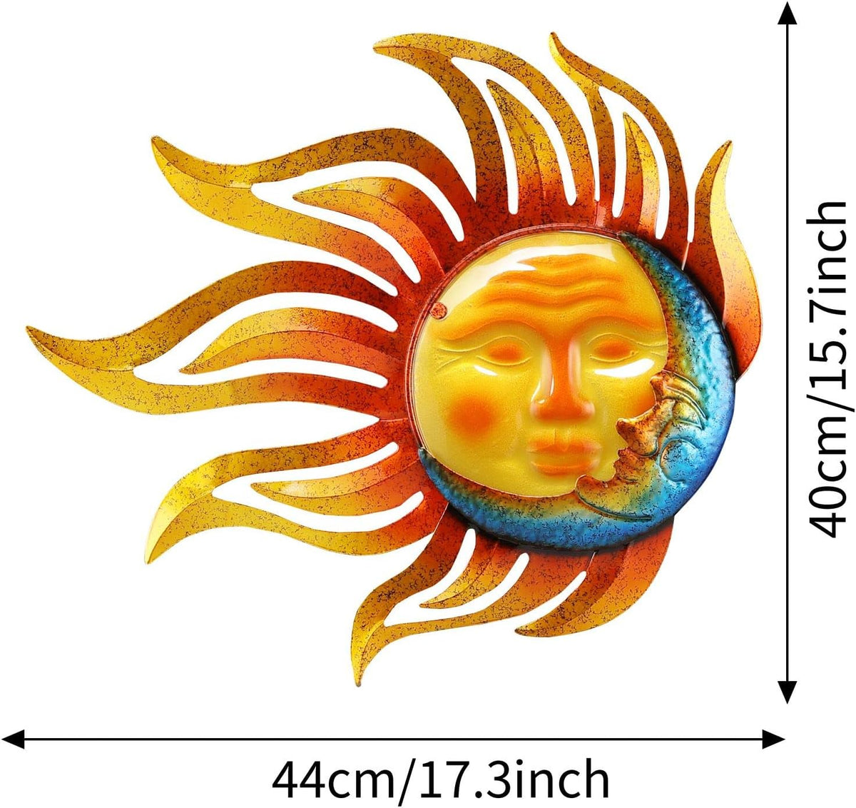 Metal Sun Wall Decor Outdoor Garden Fence Art Sun Moon Wall Art Hanging Lndoor Living Room Yard