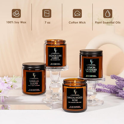 Scented Candles for Home Scented Aromatherapy Candles, 4 Pack 28 Oz Soy Wax Candle Gift Set for