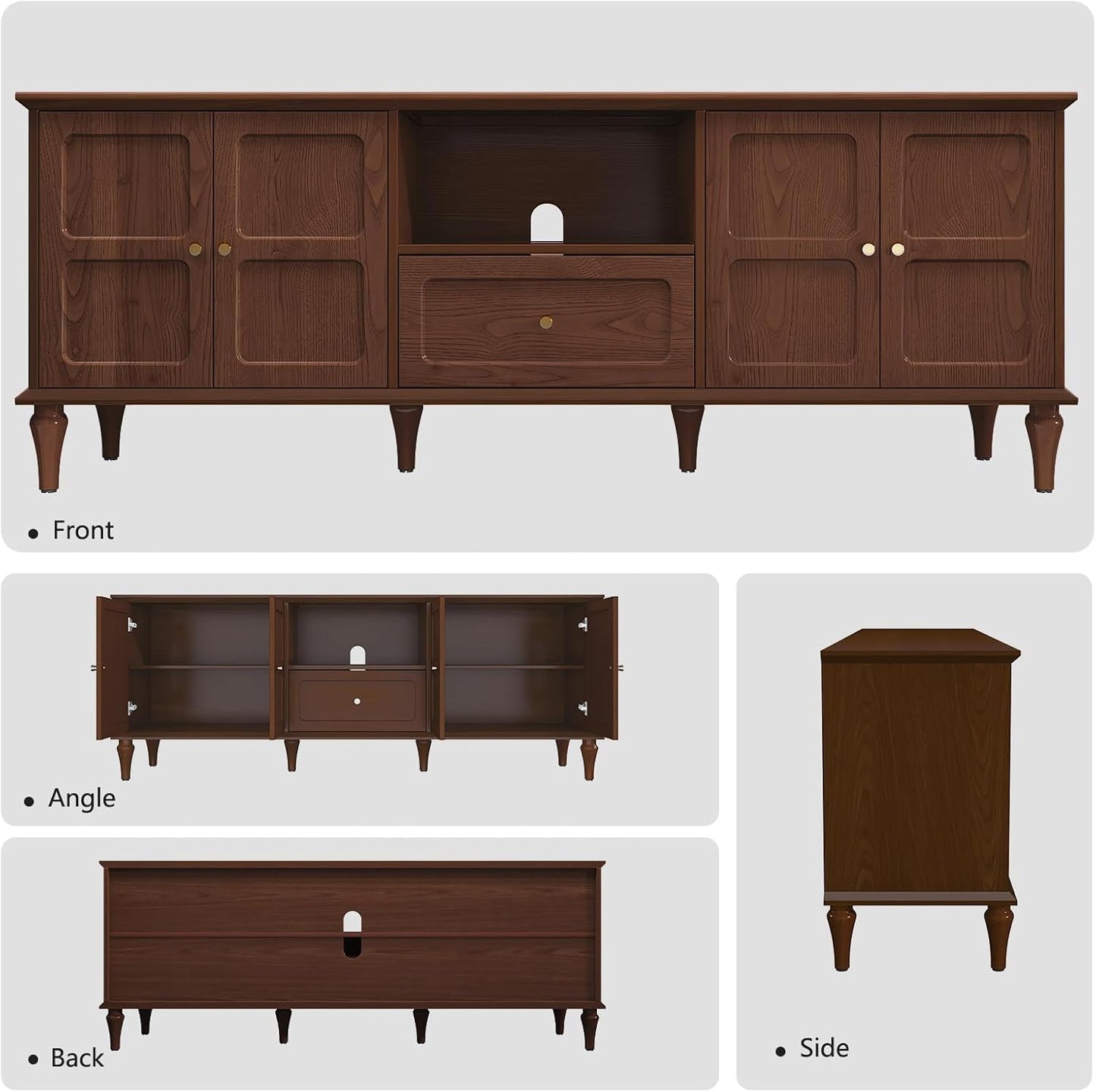 ARTPOWER 67'' Mid-Century Modern TV Stand with Storage Drawer and Doors, Long TV Stand with
