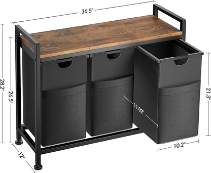 Lulive Laundry Hamper, Laundry Basket Organizer with 3 Pull-Out Removable Bags & Large Top Shelf, 3