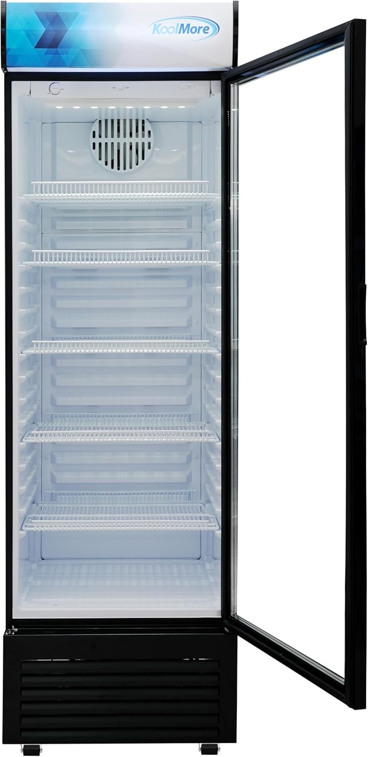 KoolMore KM-MDR-1GD-15C 26 in. Commercial Glass Door Merchandiser Refrigerator with LED Lights, 15