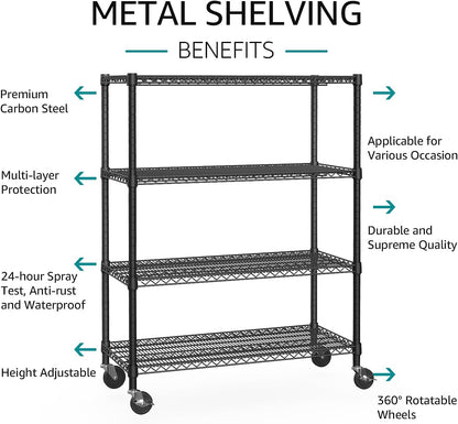 IZEUK Garage Shelving Wide Storage Shelves 4 Tier Metal Shelves 3200 LBS Heavy Duty Adjustable