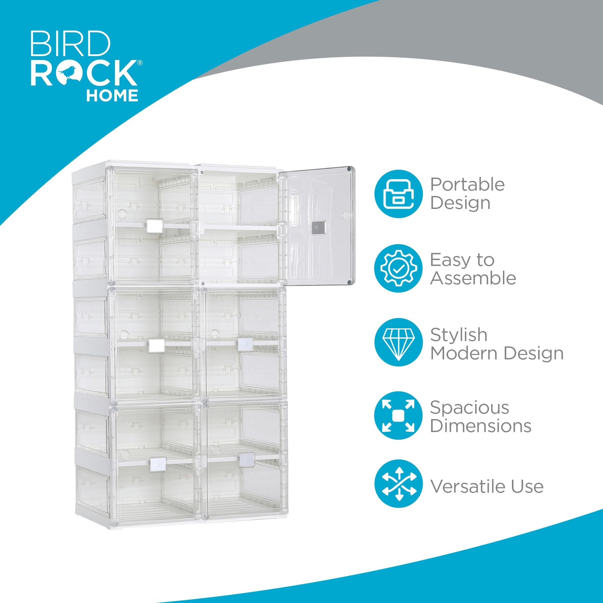 BIRDROCK HOME Foldable Shoe Rack Organizer for Closet Floor | 6-Tier Freestanding Storage Cabinet