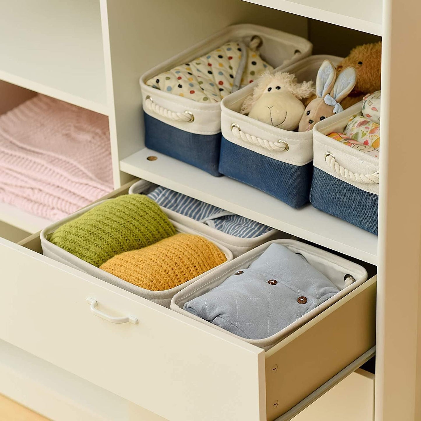 TheWarmHome Storage Bins for Shelves - 12x8x5.2 inch 1 Pack Baskets for Gifts Empty, Fabric Storage
