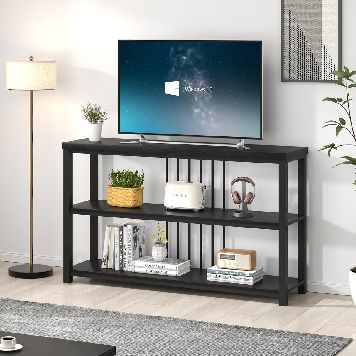 FOLUBAN Entryway Table, Modern Sofa Console Table with 3 Tier Storage Shelf for Living Room Hallway