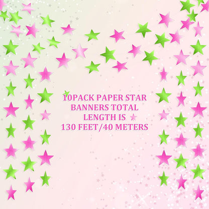 Patelai Glitter Star Garland Banner Decor 130 Feet Star Hanging Bunting Banner Twinkle Backdrop for