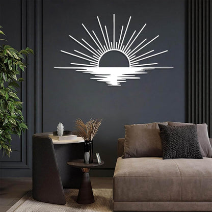 Sunrise Metal Wall Art, Metal Sun Wall Decor, Sun Outdoor Wall Art, Abstract Sunrise Wall Decor