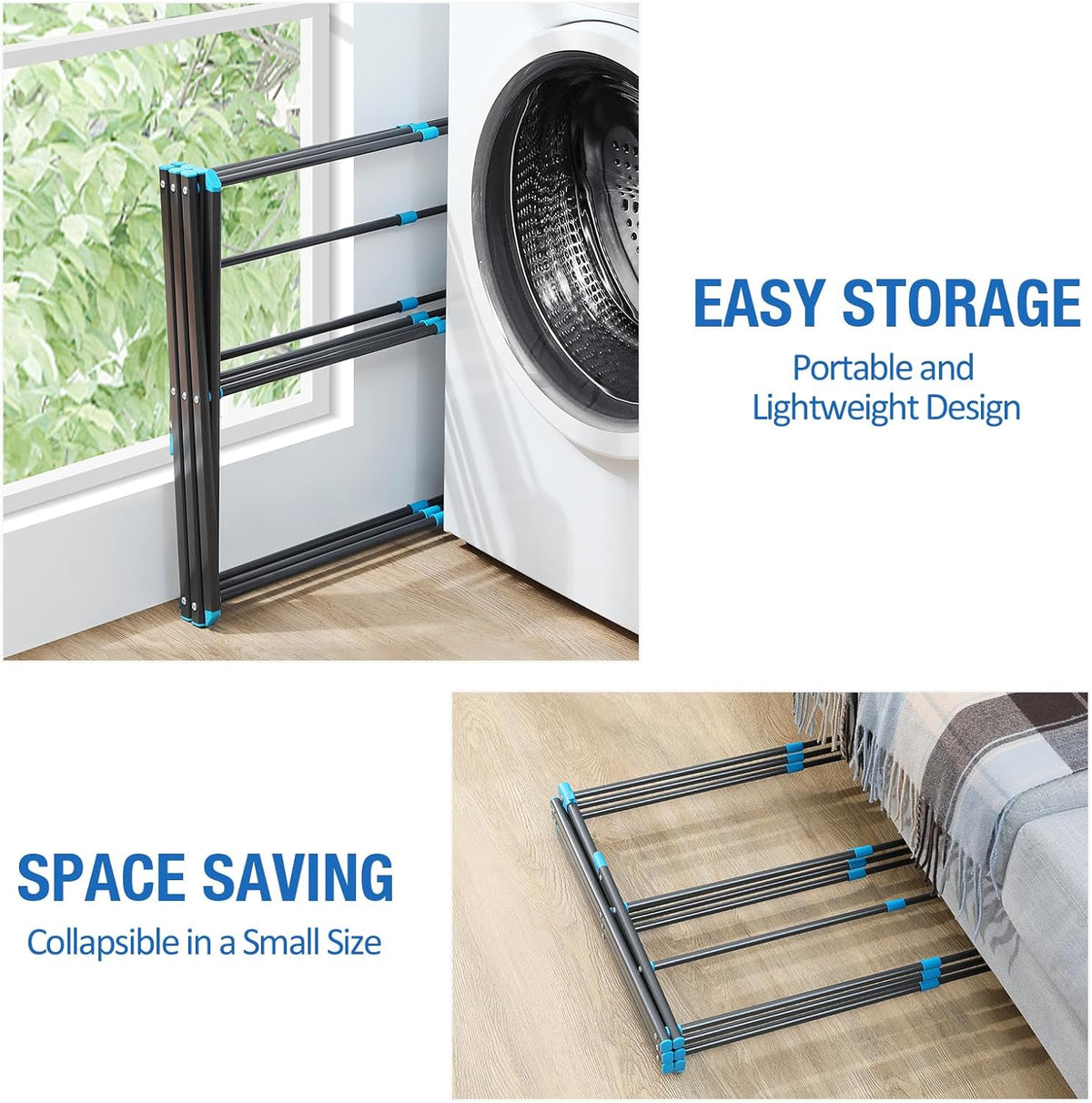 APEXCHASER Clothes Drying Rack, 3-Tier Laundry Drying Rack for Clothes, Expandable Metal Clothing