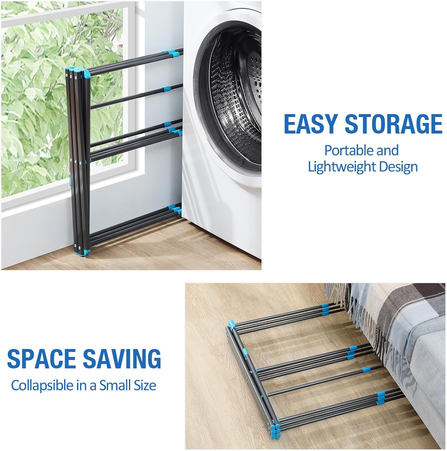 APEXCHASER Clothes Drying Rack, 3-Tier Laundry Drying Rack for Clothes, Expandable Metal Clothing
