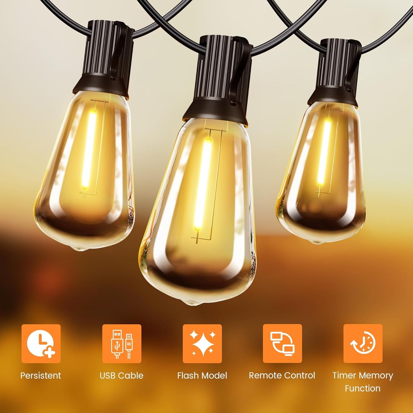 OHLUX 60FT Solar Globe String Lights Outdoor, Shatterproof Solar Patio Lights with Remote, 27