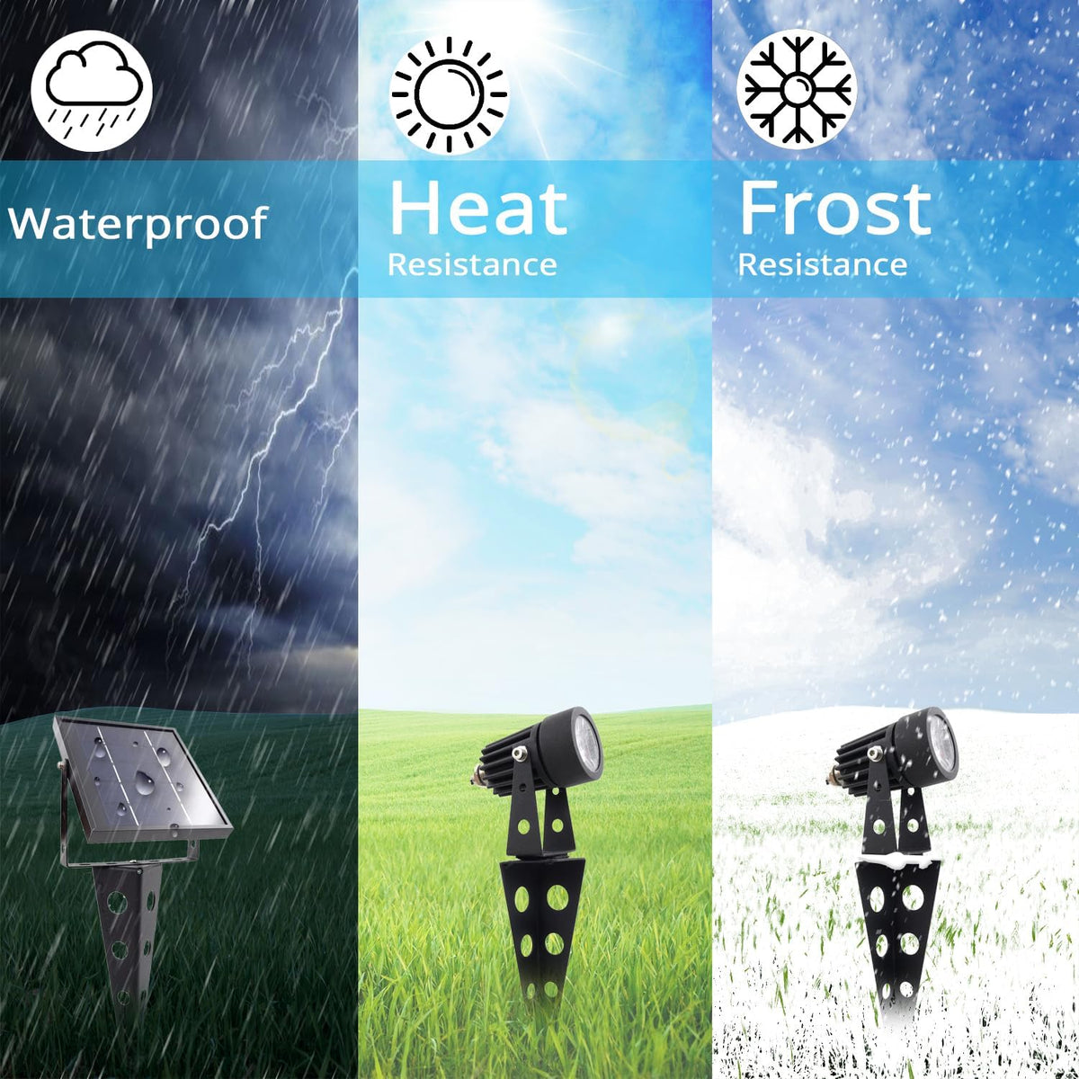 Mini 50X Twin Solar Spot Lights Outdoor Multi Color Changing RGB LED Spotlight Cast Aluminium for