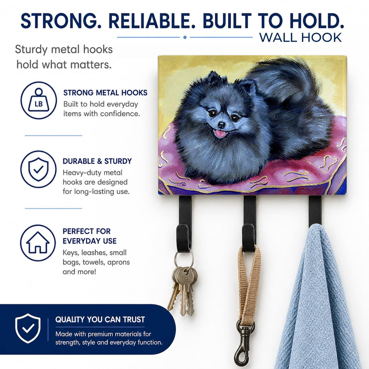 Caroline's Treasures 7503TH68 Pomeranian Leash or Key Holder, Wall Hooks, Key Hooks Holder, Coat