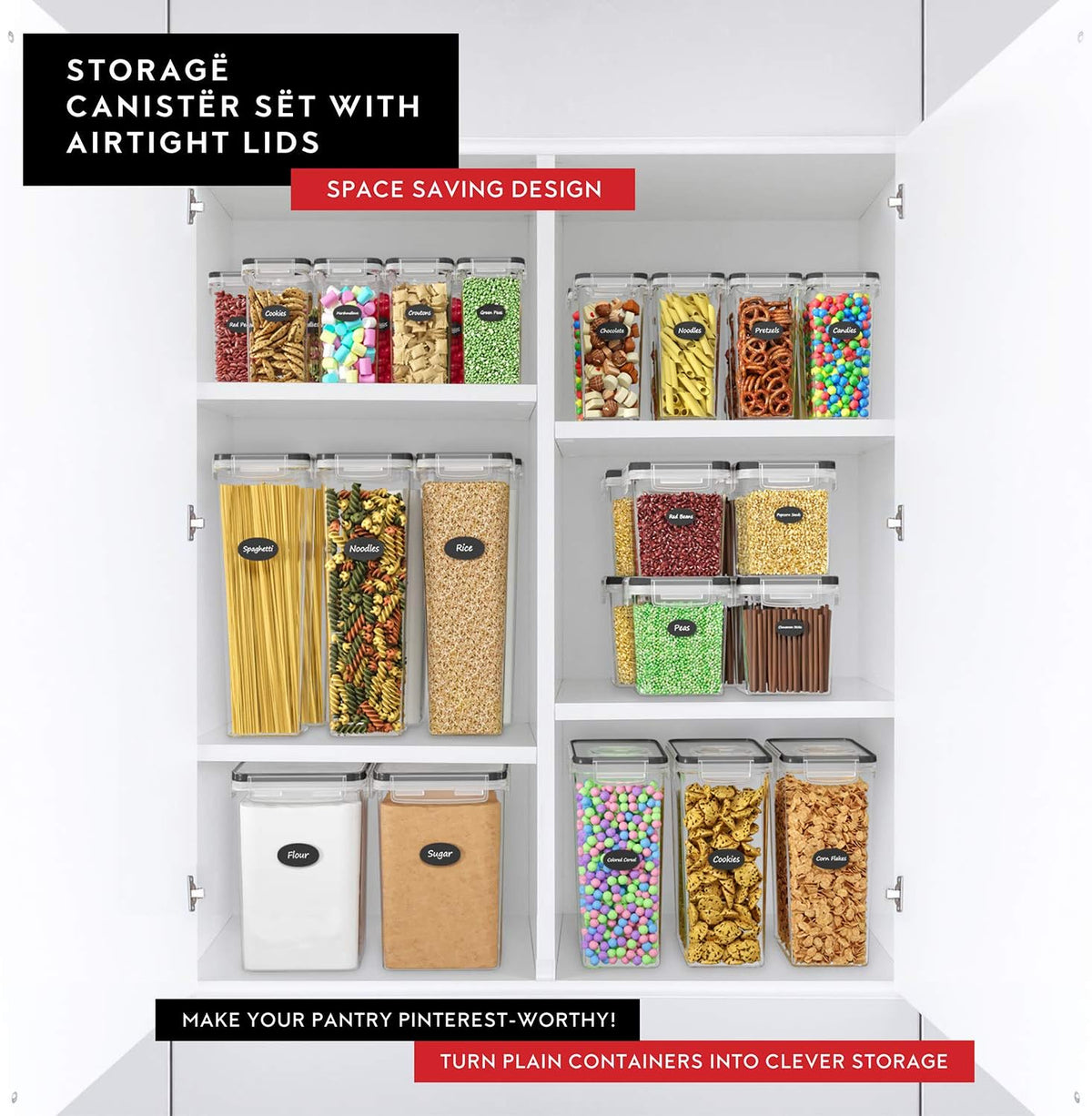 DWËLLZA KITCHEN Airtight Food Storage Container Set - 8 Pieces 1.4L - Plastic BPA Free Kitchen