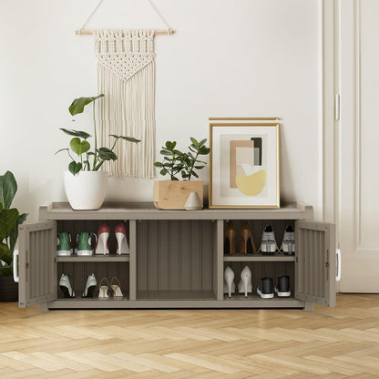 ROJIK Shoe Cabinet Waterproof UV-Resistant,Storage Bench Indoor Outdoor with Adjustable Shelves,for