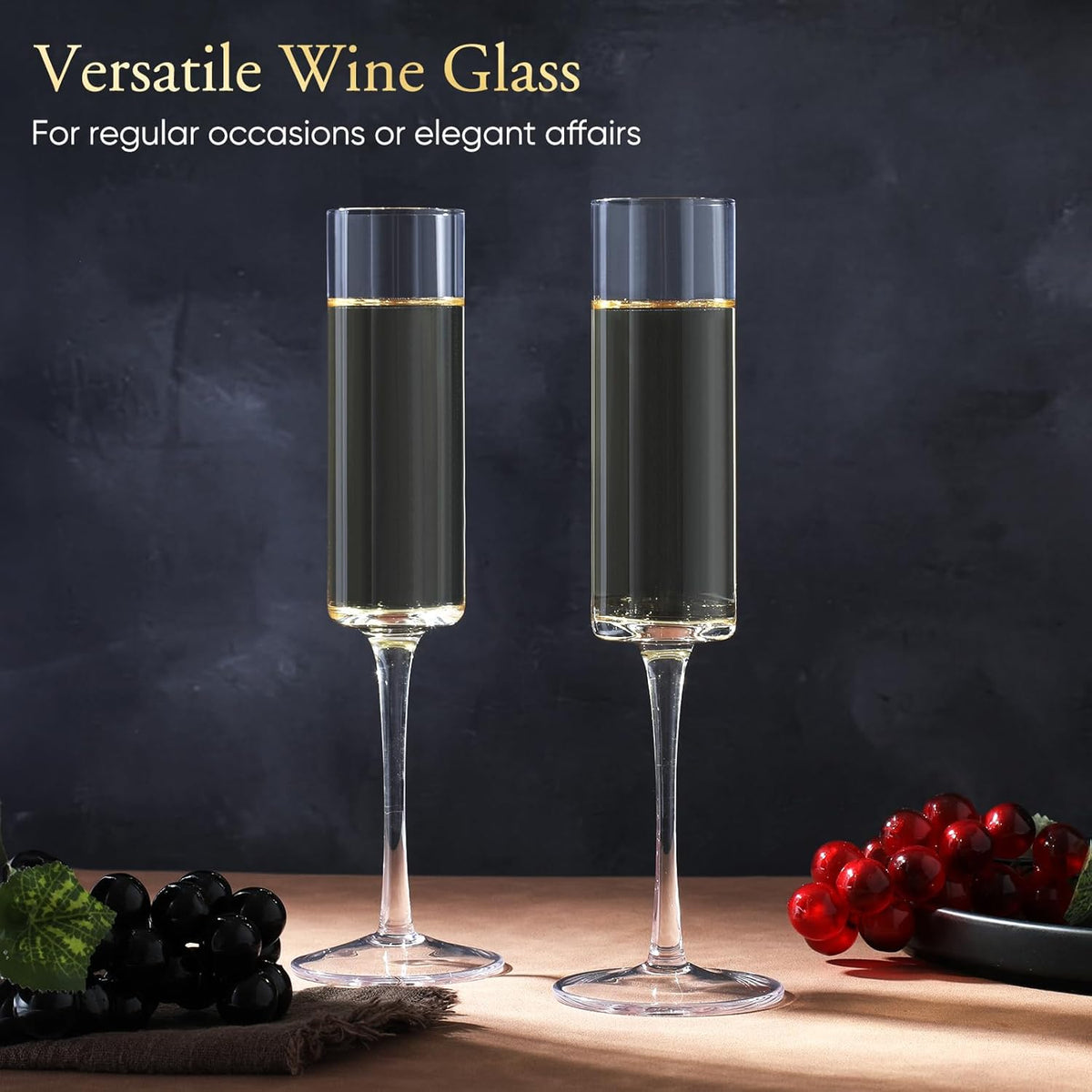 JYB&XY Champagne Flutes Set of 6 Hand Blown Elegant Champagne Glasses With Long Stem Elegant