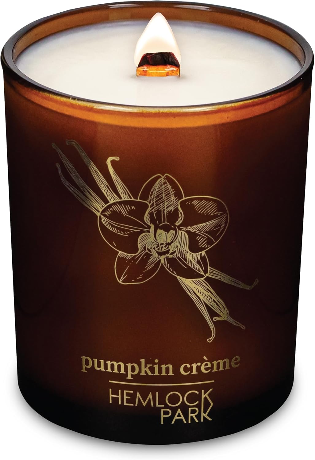 Hemlock Park Wood Wick Candle Handcrafted with Natural Coconut Wax and Essential Oils (Amber & Gold