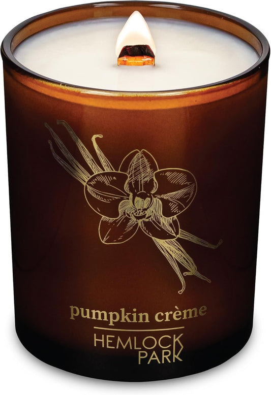 Hemlock Park Wood Wick Candle Handcrafted with Natural Coconut Wax and Essential Oils (Amber & Gold