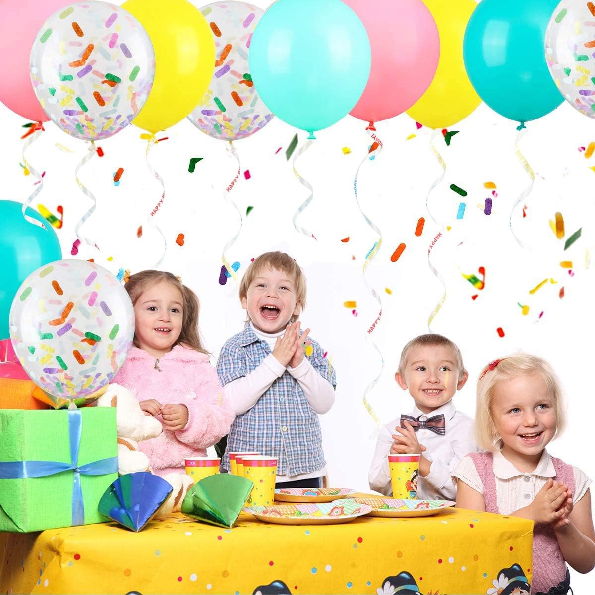 BEISHIDA 500 Yards Happy Birthday Printed Crimped Curling Ribbon Balloon String Roll Gift Wrapping
