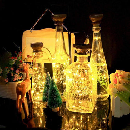 YJFWAL Upgraded 12 Pack Solar Wine Bottle Lights, 20 LEDs Waterproof Copper Light, Bottle Light
